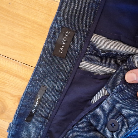 Talbots Weston Wide-leg High Waisted Pants Size 12 Blue Lyocel Cotton Old Money - Picture 6 of 13